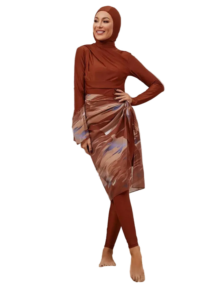 Burkini femme 4 pièces – maillot de bain couvrant avec robe, pantalon et hijab