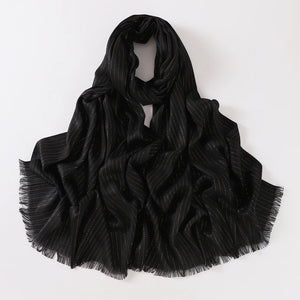 Hijab rayé fil doré – foulard femme léger style voile