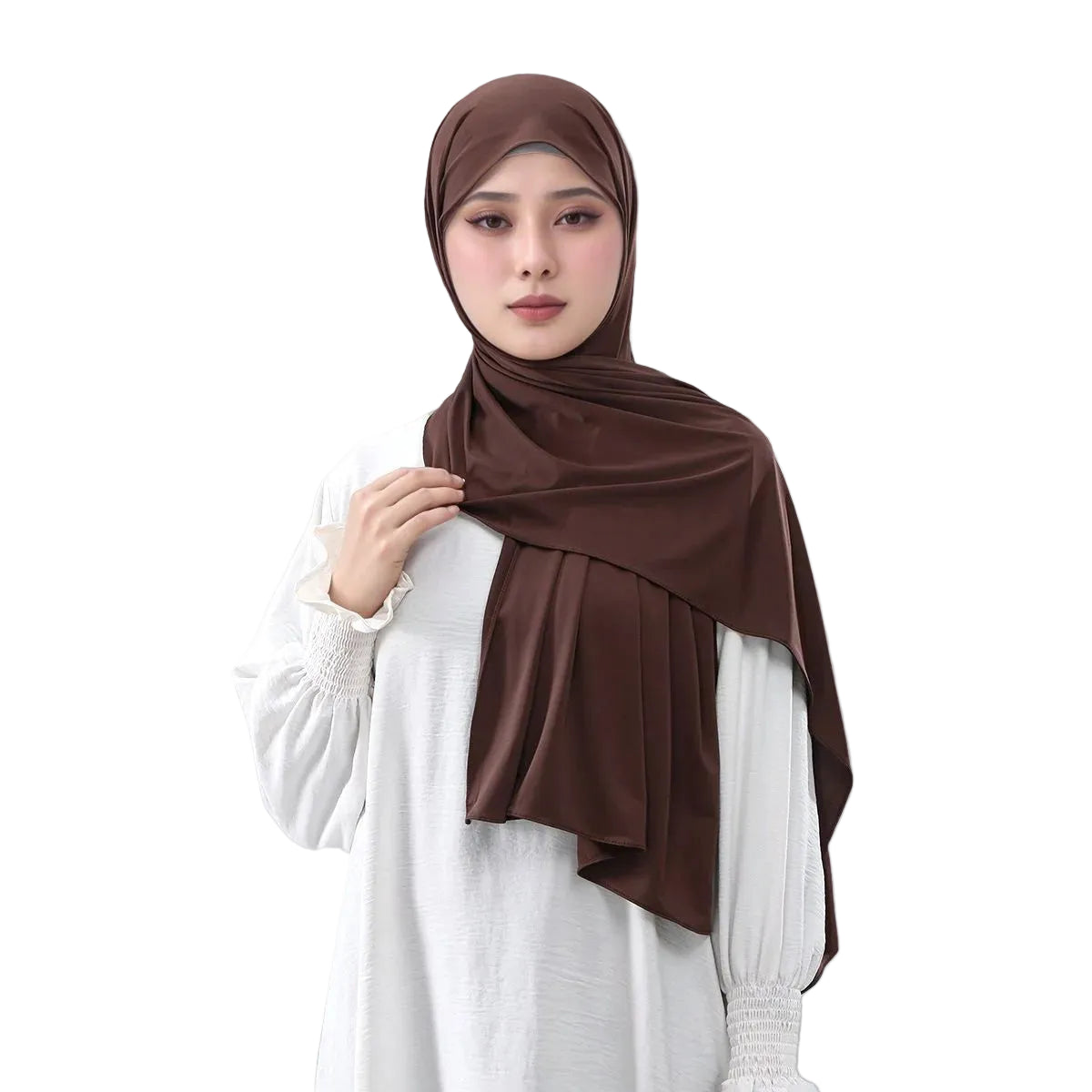 Hijab femme effet soie brillante – foulard fluide 170x60 cm