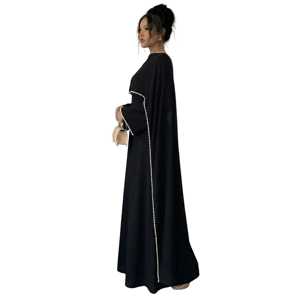 Abaya femme cape et perles – robe longue ample pour occasions