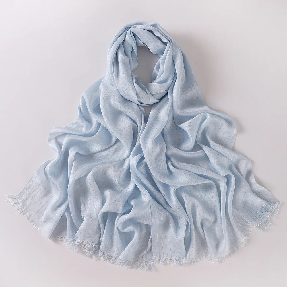Hijab rayé fil doré – foulard femme léger style voile