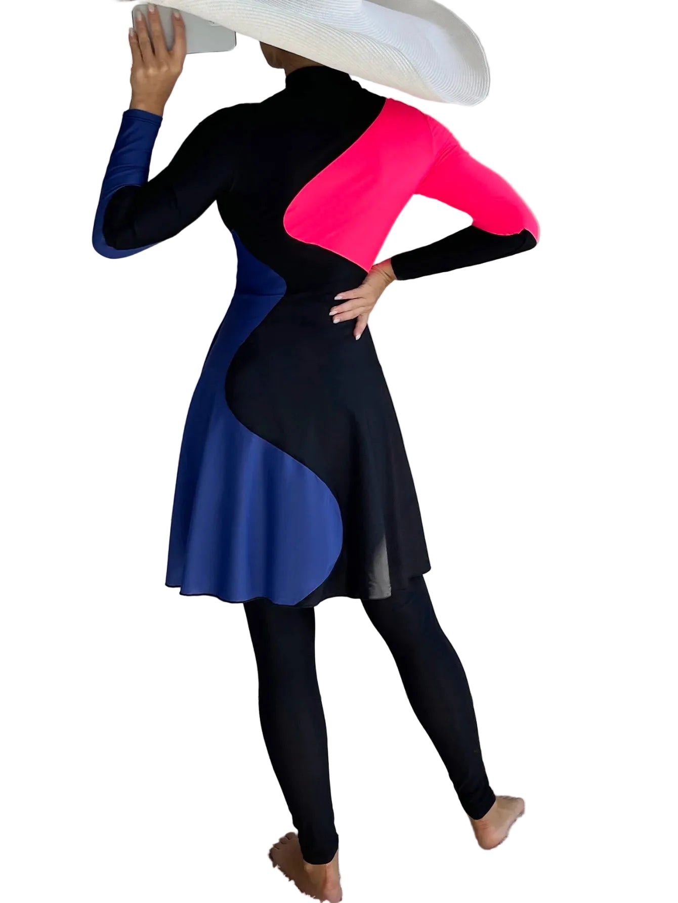 Burkini femme 2 pièces ajusté – maillot de bain couvrant avec robe longue et pantalon