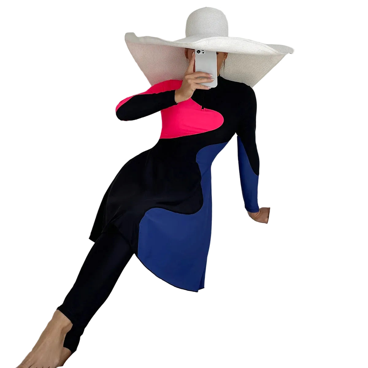 Burkini femme 2 pièces ajusté – maillot de bain couvrant avec robe longue et pantalon