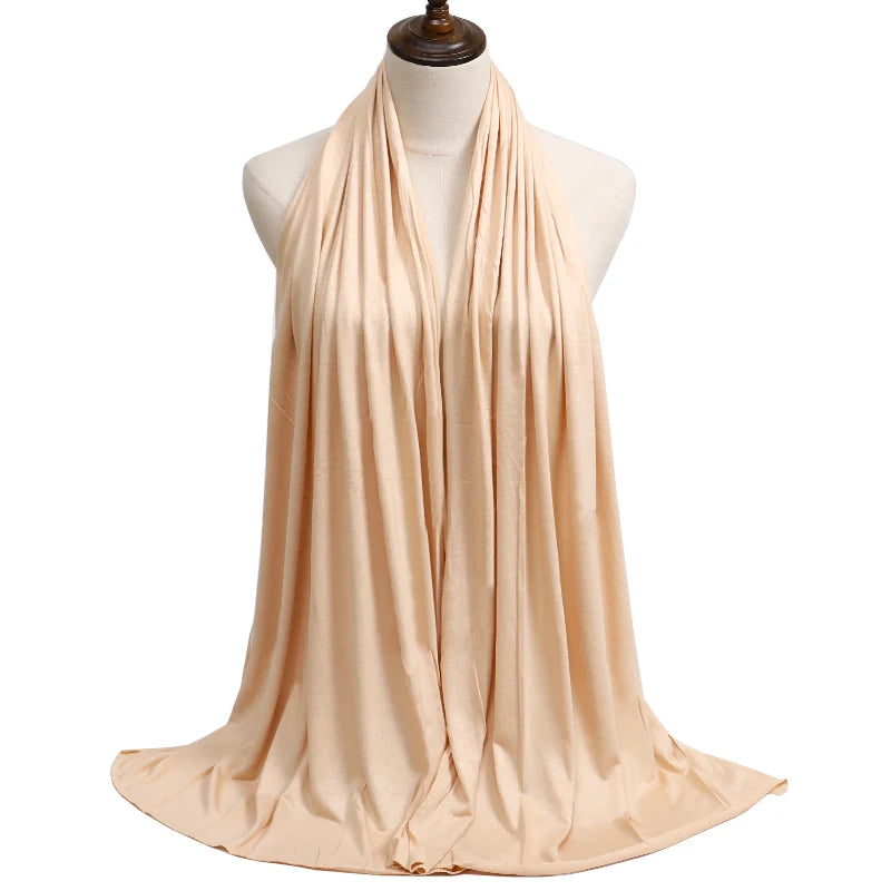Hijab femme jersey coton modal – foulard long uni doux et extensible